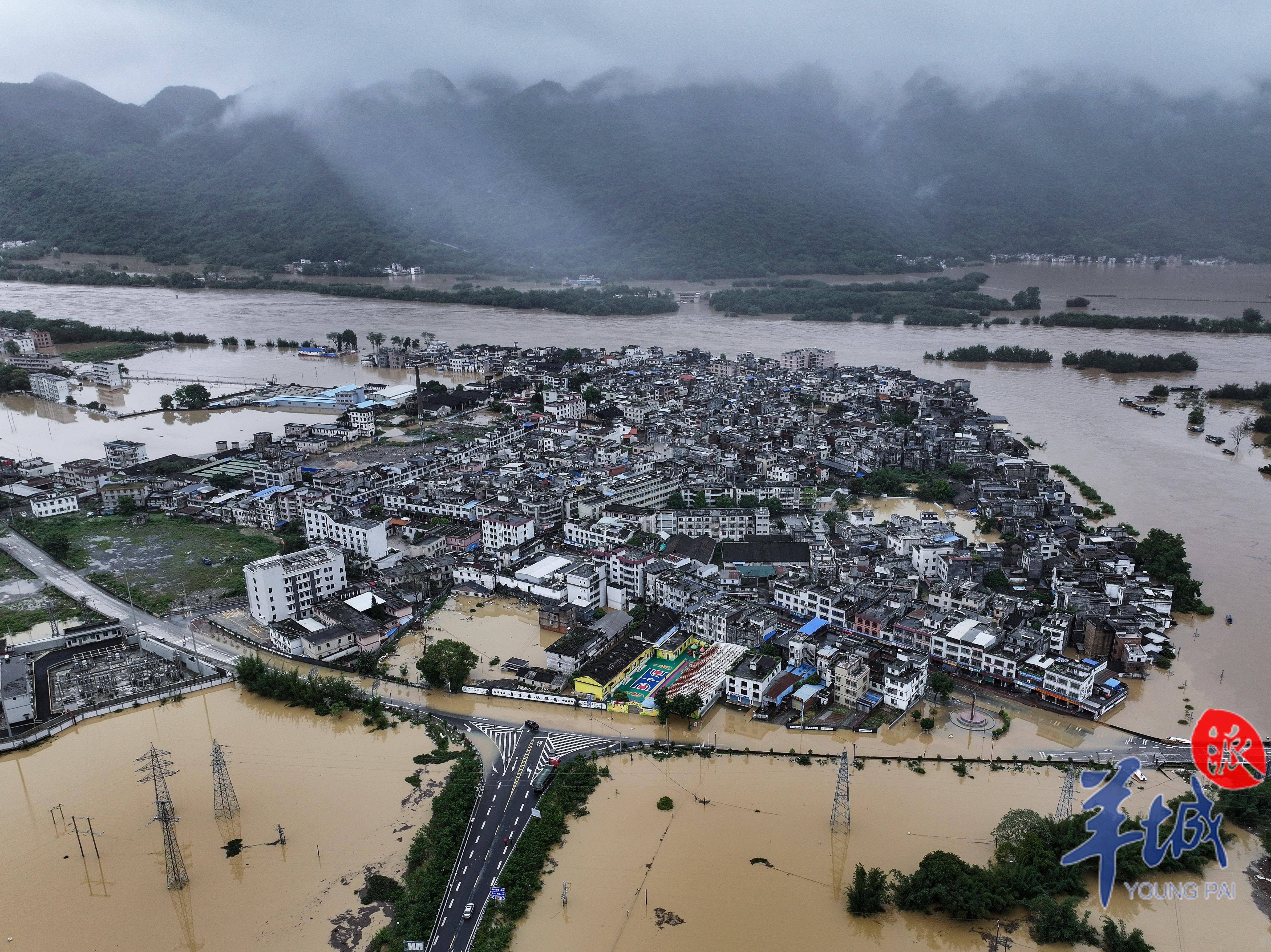 韶关各地出现不同程度的汛情,北江干流发生今年第二号洪水