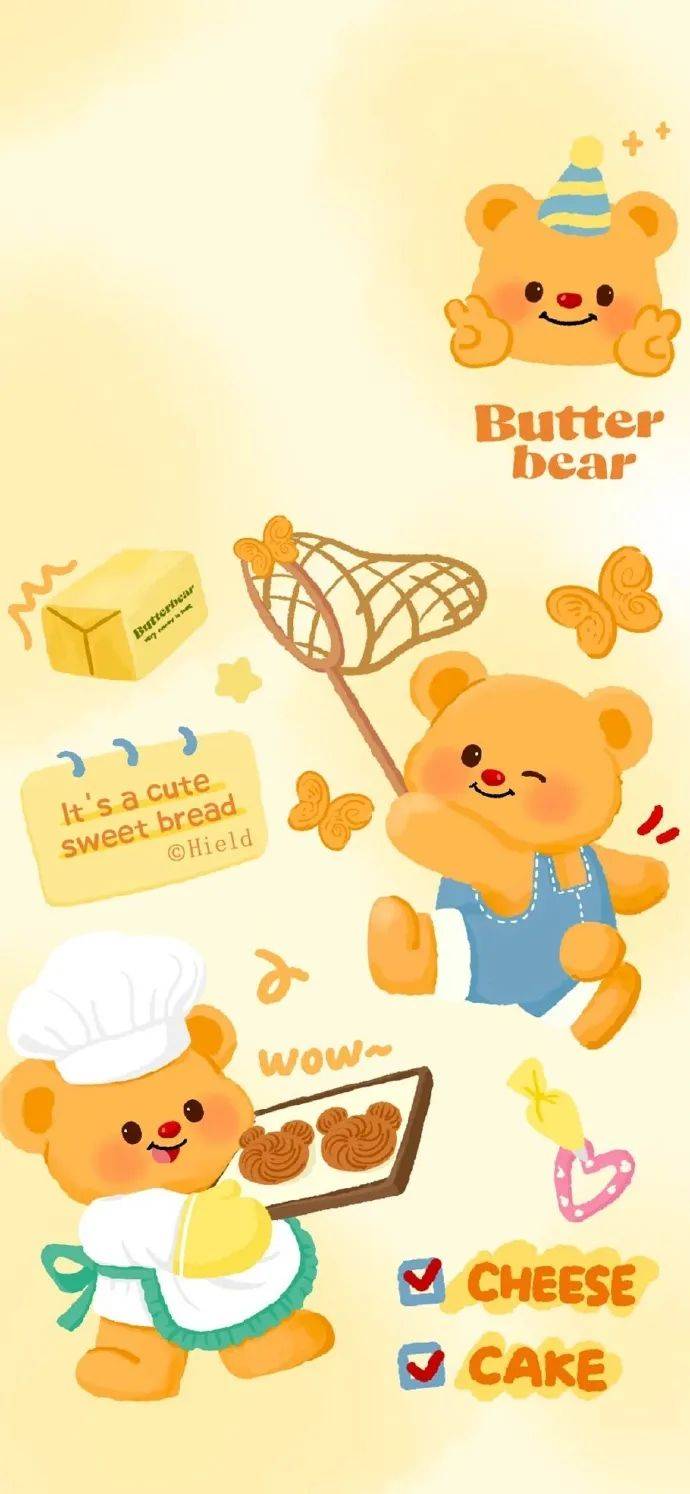 可爱 锁屏 主屏 套图手机壁纸_屏幕_开心_小熊