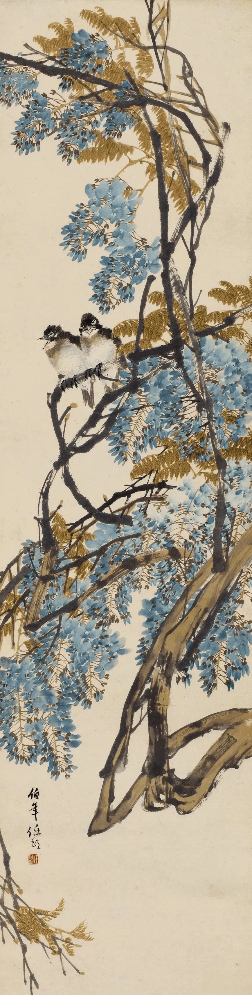 吴昌硕,任伯年的大写意花鸟