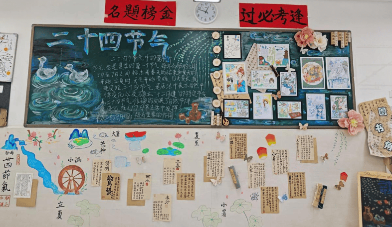 初二1班以"二十四节气"为主题制作了本次的美展.