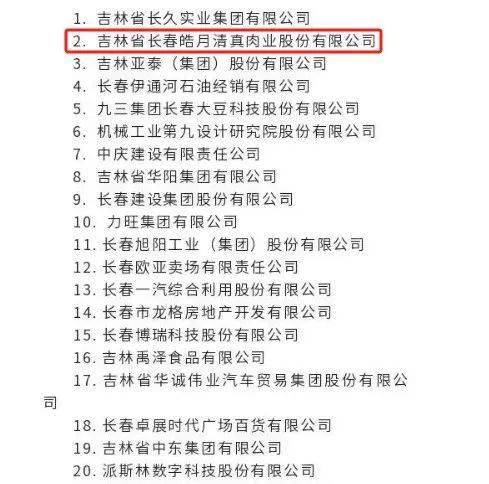 【喜报】皓月集团荣登2023年度"长春民营企业100强"第二位,执行总裁