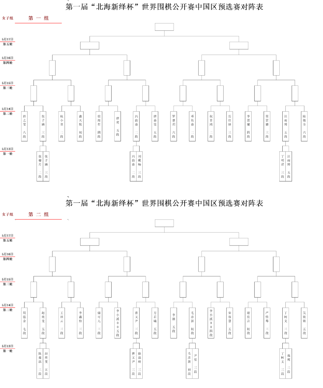 2024"北海新绎杯"世界围棋公开赛中国区预选赛首轮赛果
