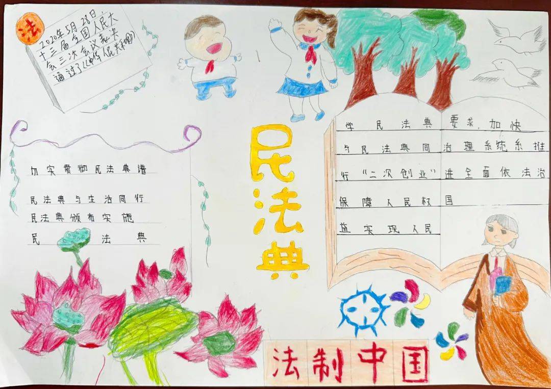宜良长水实验中学开展民法典主题手抄报活动