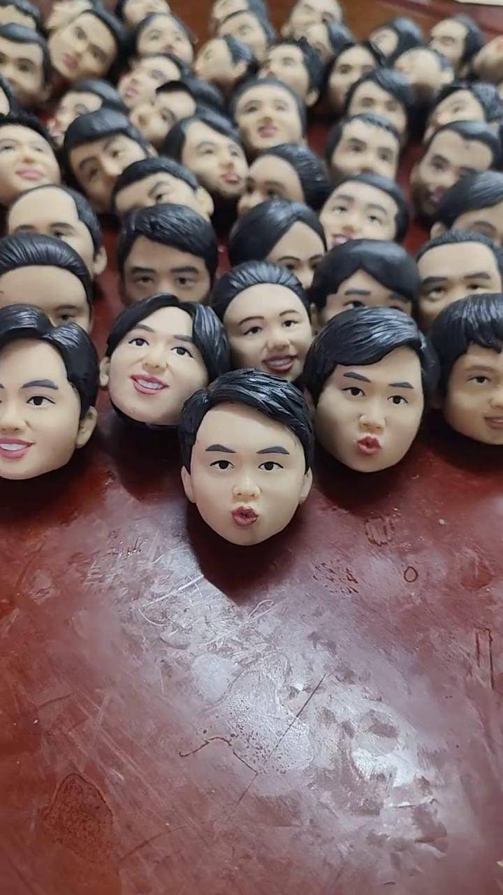 捏了这么多人头手工泥塑 捏泥人手艺 软陶人偶 手艺活
