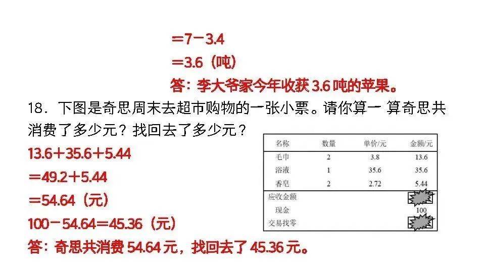 四年级下册数学小数加减法应用题专项练习