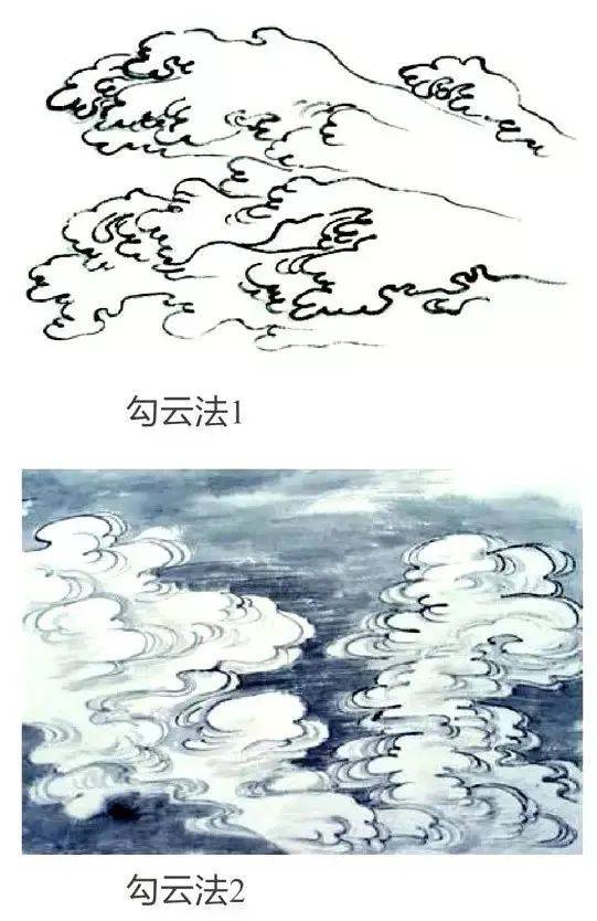 国画蓝天白云的画法图片