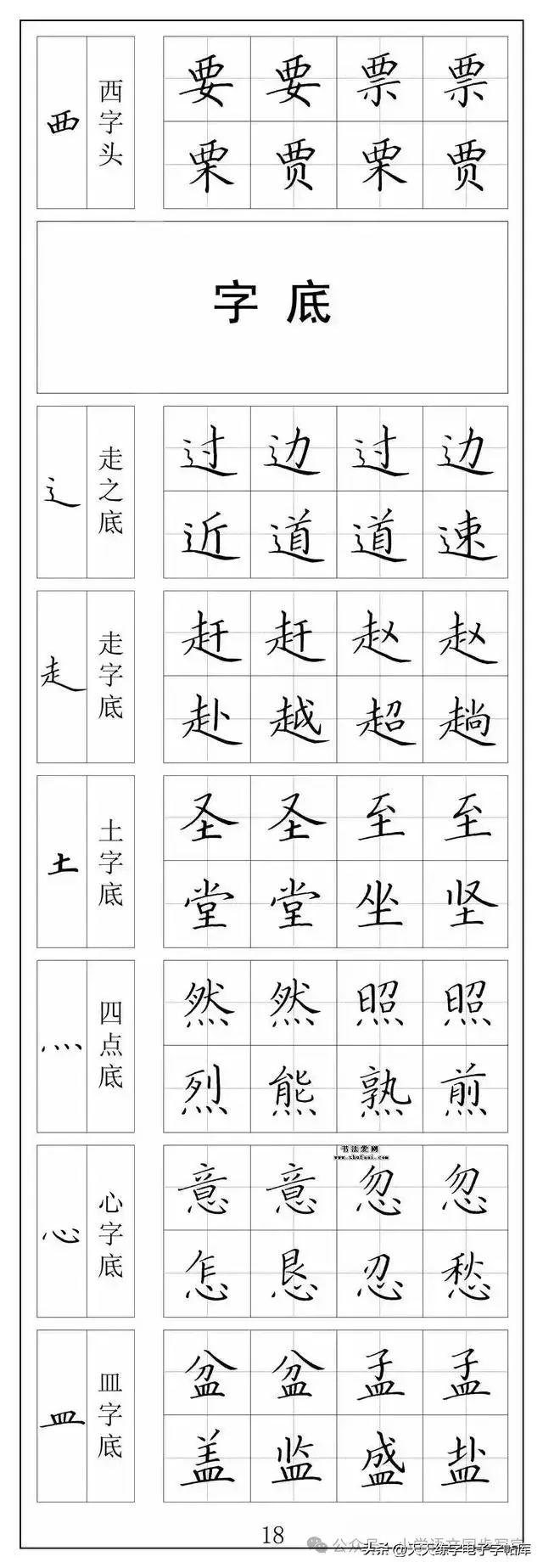 楷书笔画 偏旁部首入门字帖