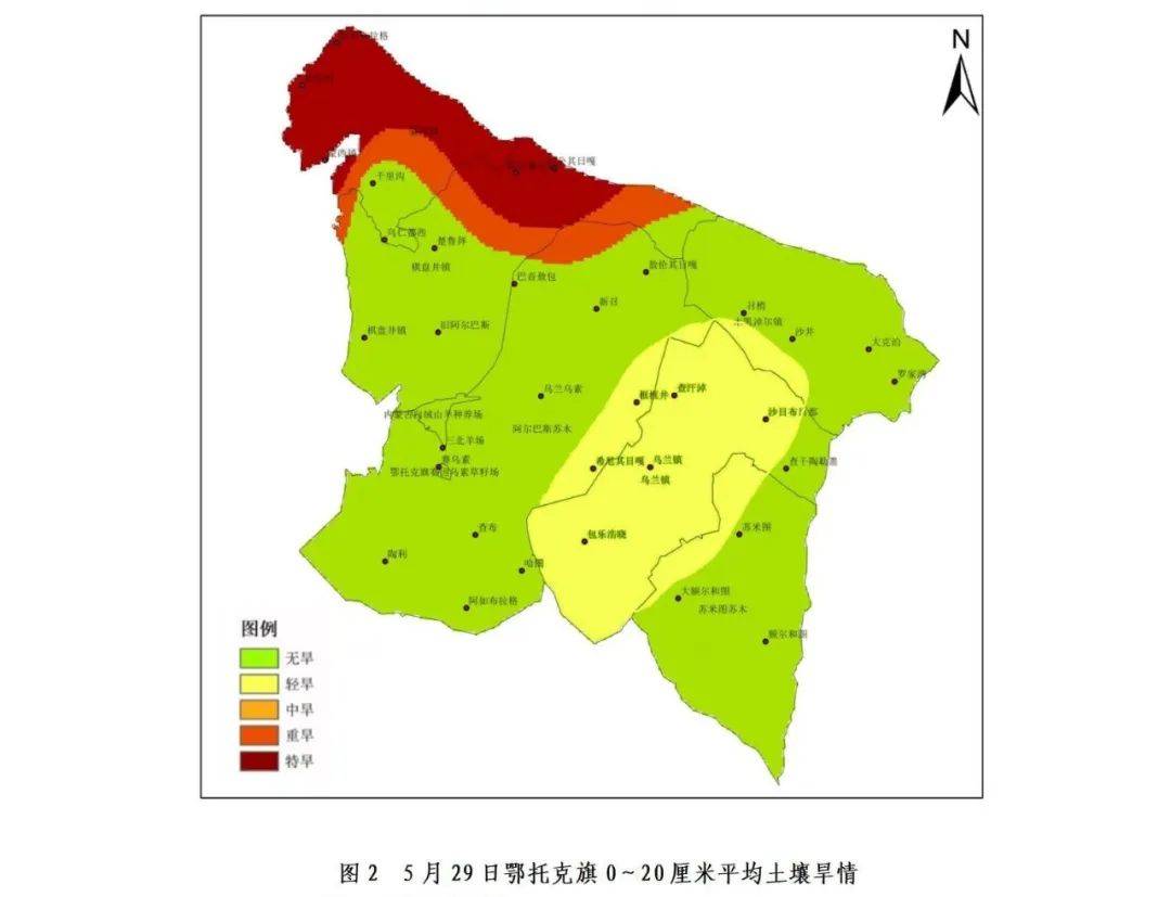 乌兰镇57%,赛乌素为87%;西部地区除蒙西地区,棋盘井北部地区重旱外