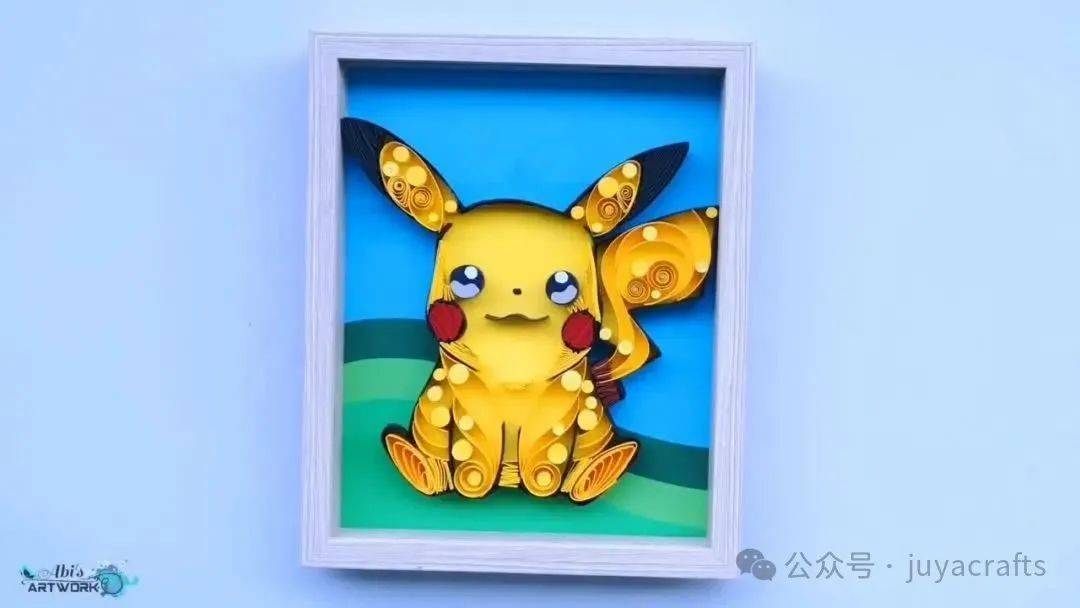 艺术家abi在个人视频网站上分享的用衍纸制作神奇宝贝皮卡丘的视频