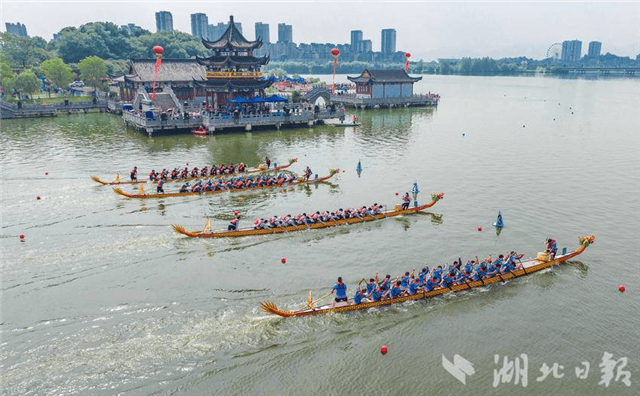 黄石阳新:千名选手莲花湖竞渡迎端午