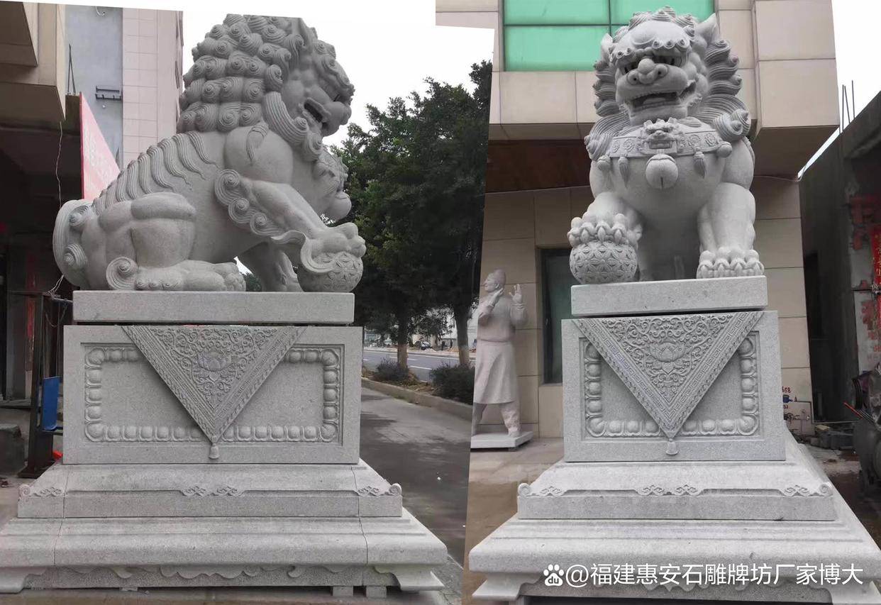 古代石狮子在皇家园林的摆放