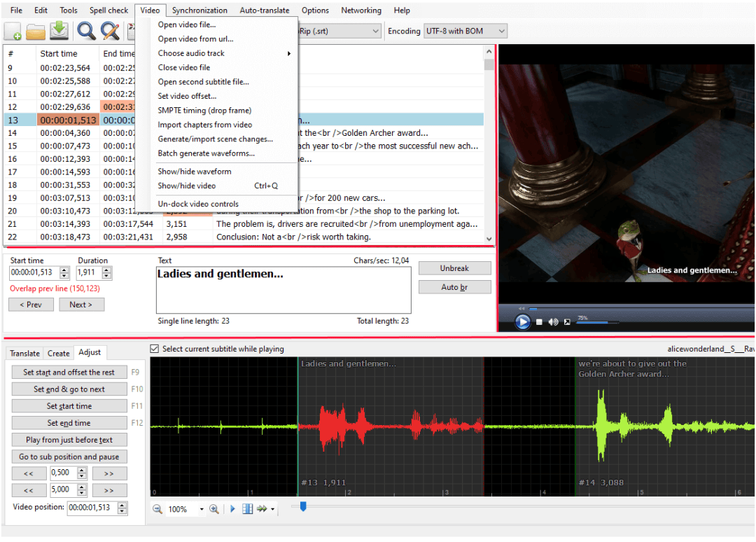 SubtitleEdit：一个基于.Net开发的开源字幕编辑器_支持_视频_包括