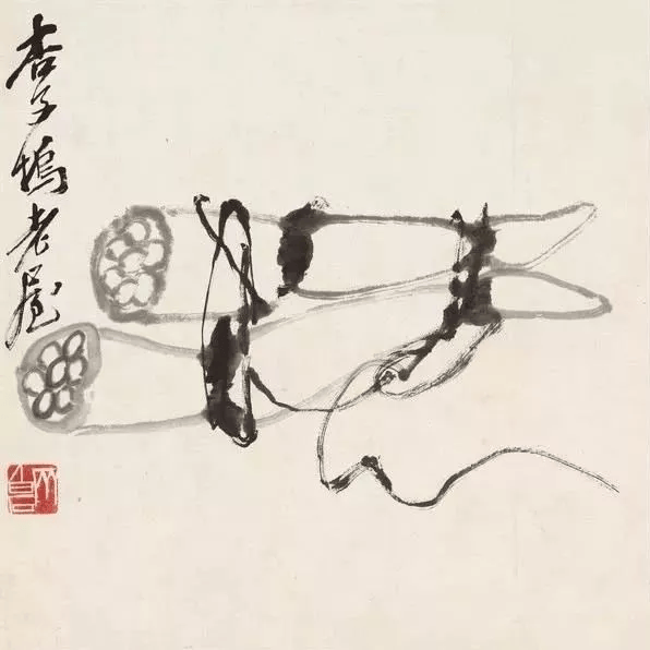 国画大师画的莲藕