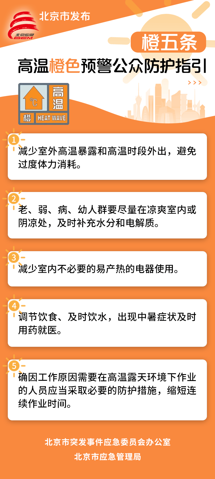 公众防护指引请收好 北京发布高温橙色预警(图1)