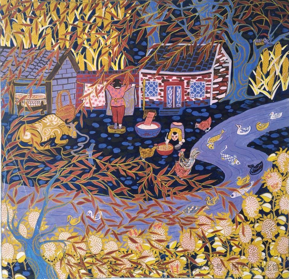 阳信县洋湖乡管家村李树芬作品《家乡美》入选全国农民画展