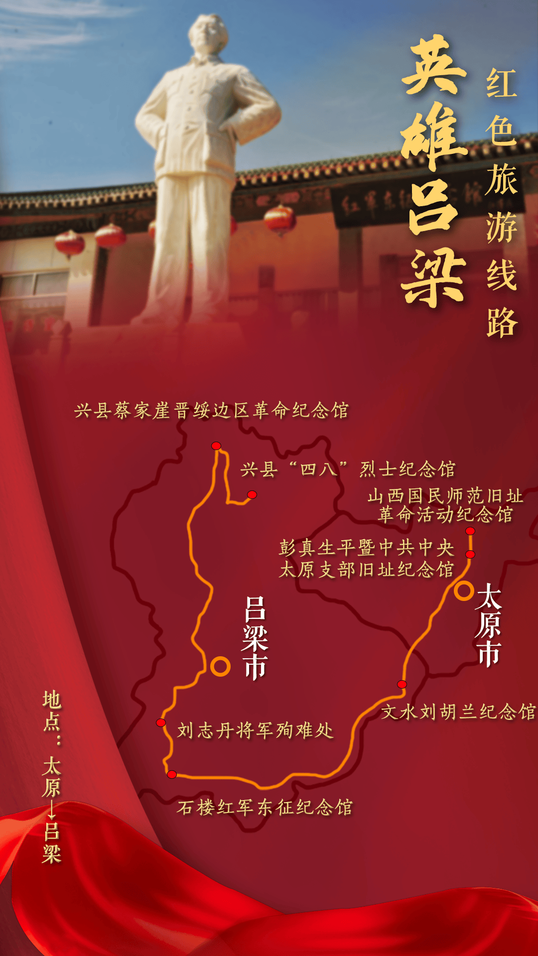 中国革命红色路线地图图片