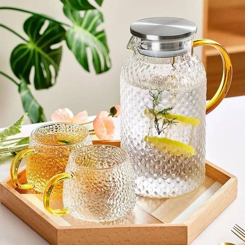 透明冷水壶,玻璃网红凉水壶,杯子加厚,大容量果汁壶,泡茶杯具,套装