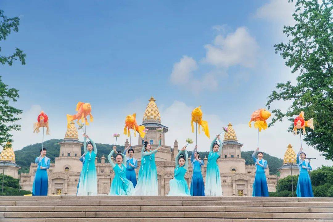 放假啦,来灵山看蓝莲花盛开