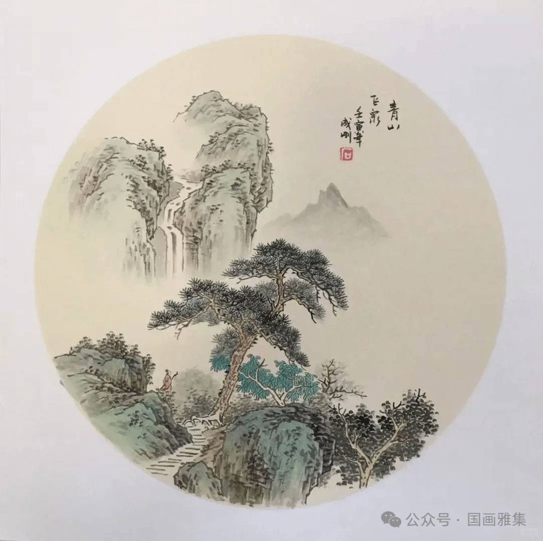 揉纸法山水画图片