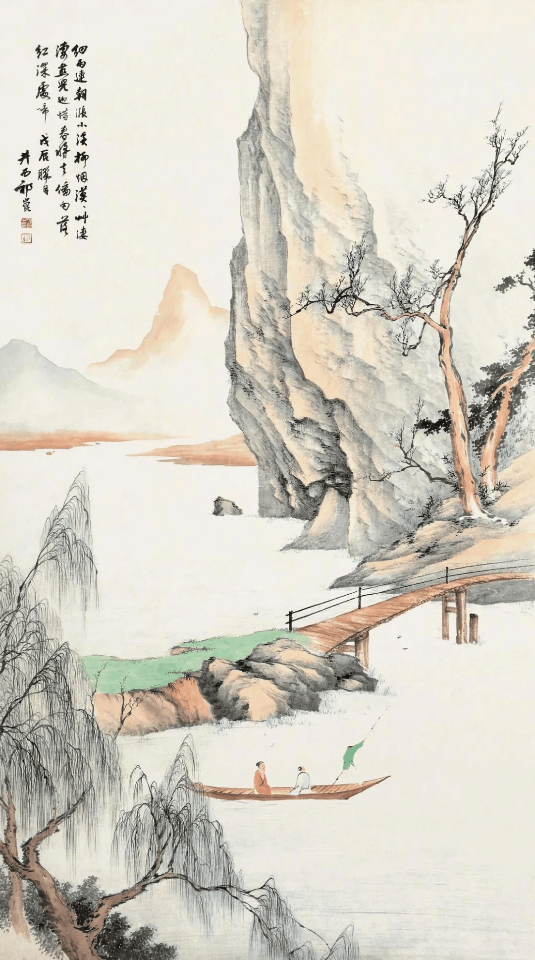 祁崑 山水画,笔法细腻一丝不苟