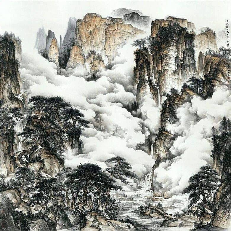 【国画天地】宋玉增的云雾山水,笔笔见浓淡,点点有秩序,层层皆分明.