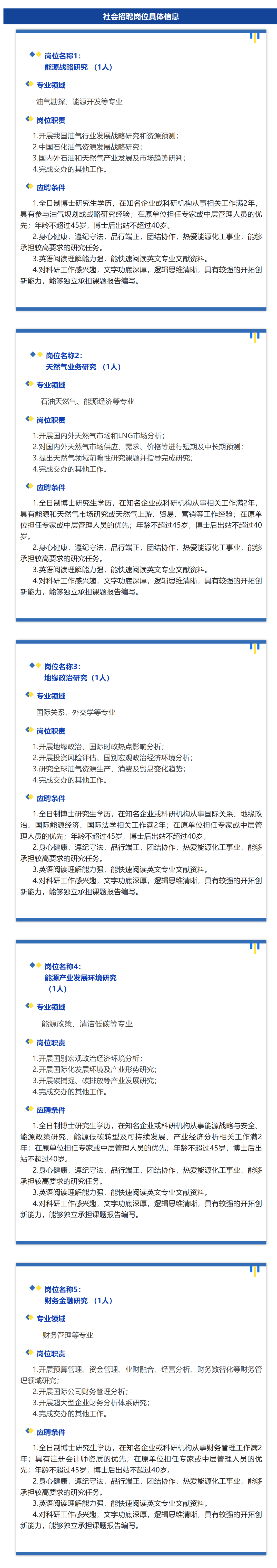 社招 中国石化集团经济技术研究院2024公开招聘