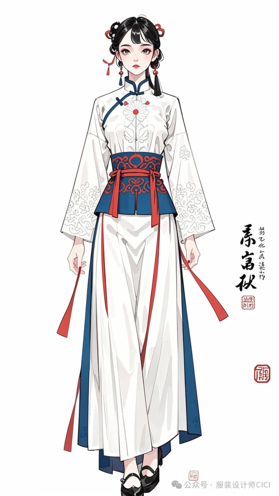 100款-国风新中式-服装效果图(线稿 上色 ai)