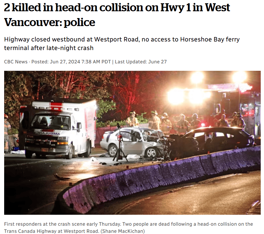 车祸发生的高速路路段的西行交通与东行交通是被混凝土护栏隔开