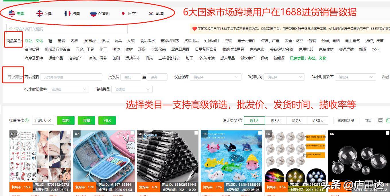 10、选择一个品，我们要用它的核心关键词，去搜索页面去检索，查看同类竞品数量