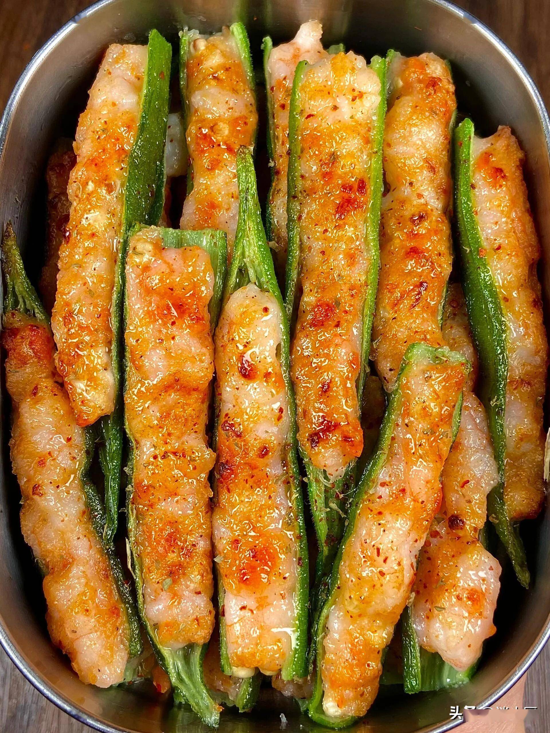 2.秋葵酿虾滑1.秋葵炒鸡胸肉