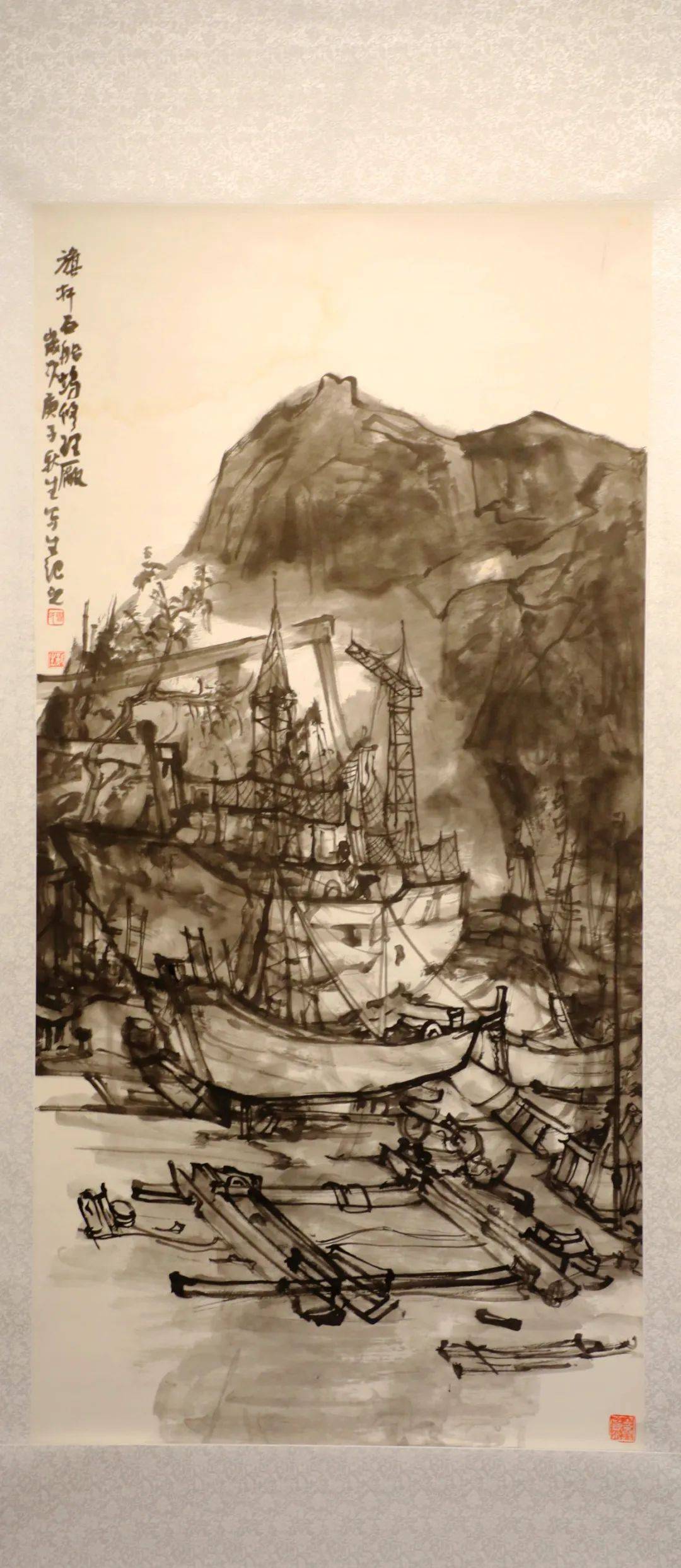 《江上浓秋》作者:郭峰中国画《为爱溪山好住家》作者:裴墨石中国画