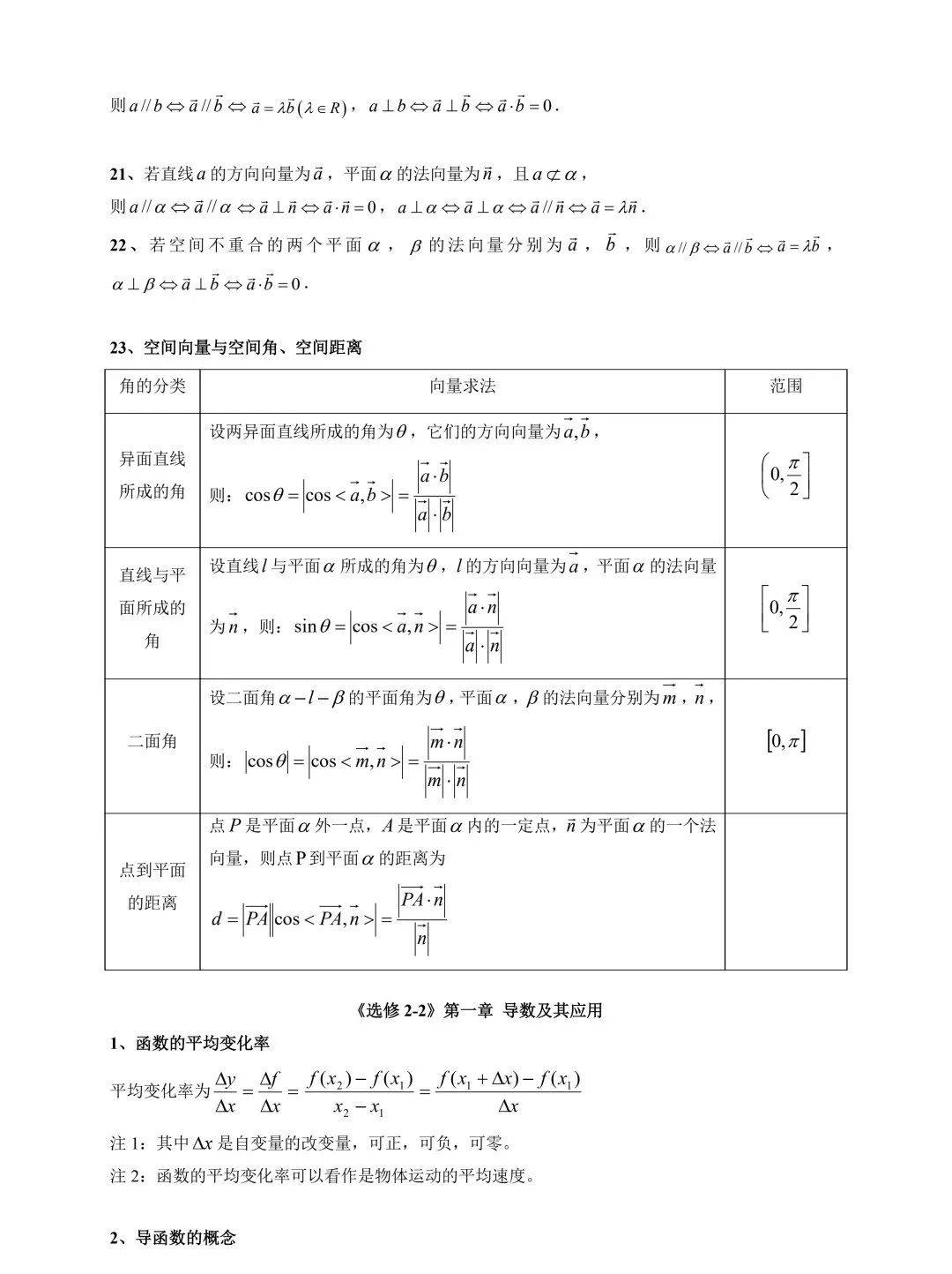 高中数学知识点归纳(新高考适用)