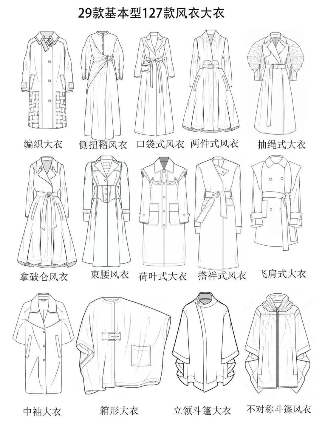173款-风衣/大衣-平面款式图线稿合集!(素材)_公众_图片_服装