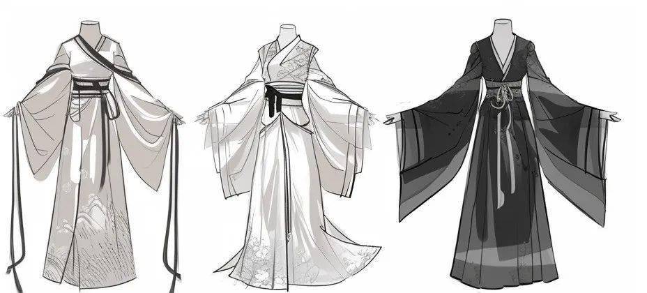 设计师的武侠古装梦!(100款古风武侠服装效果图素材)