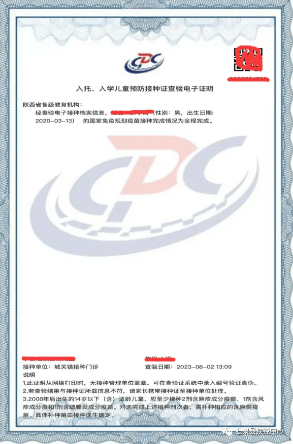 预防接种证查验证明查询流程