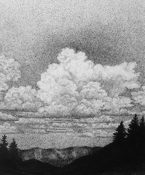 画云,用黑白灰关系表达_在线_铅笔_艺术