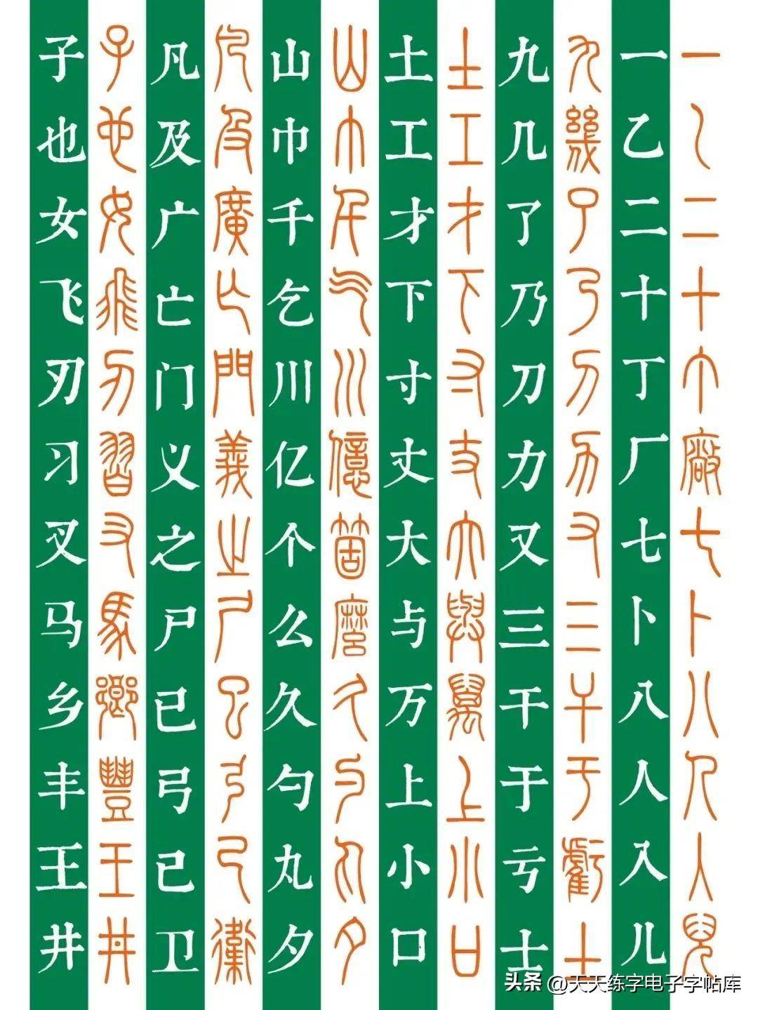 常用3000字篆楷对照表，有了此表练小篆体不怕写不好_篆书_字体_六国