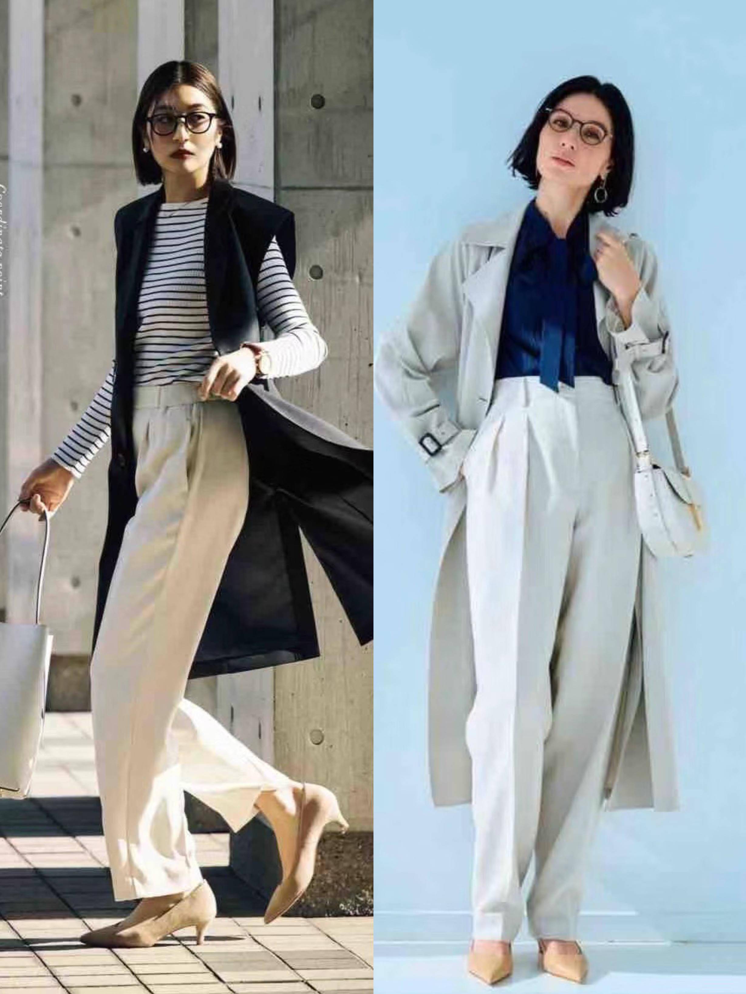 秋天别穿小黑裤了,白裤子搭这"4种"上衣,时髦显白又好看!