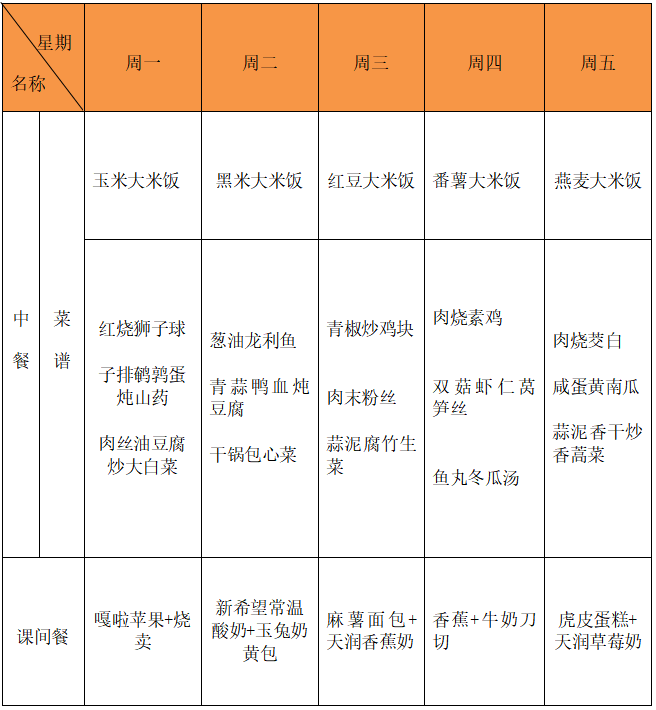 小学生儿童餐食谱图片