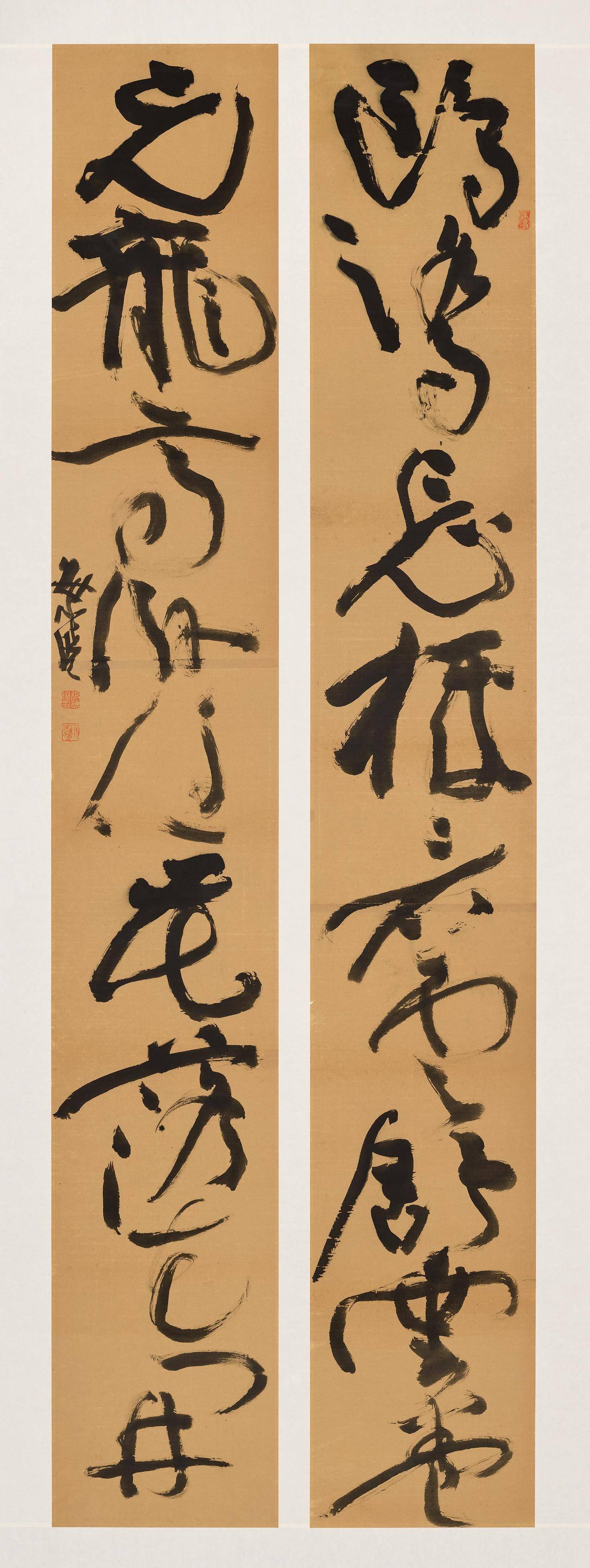 张海晓 自作联 240cm×38cm×2徐强 谢灵运《登池上楼》 238cm×110cm