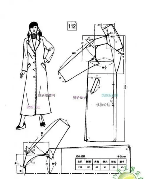 风衣裁剪图和缝制方法图片