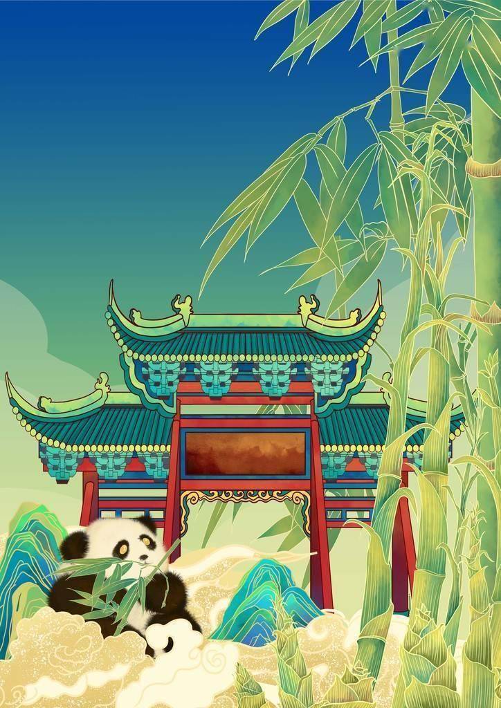 中国风城市插画图片