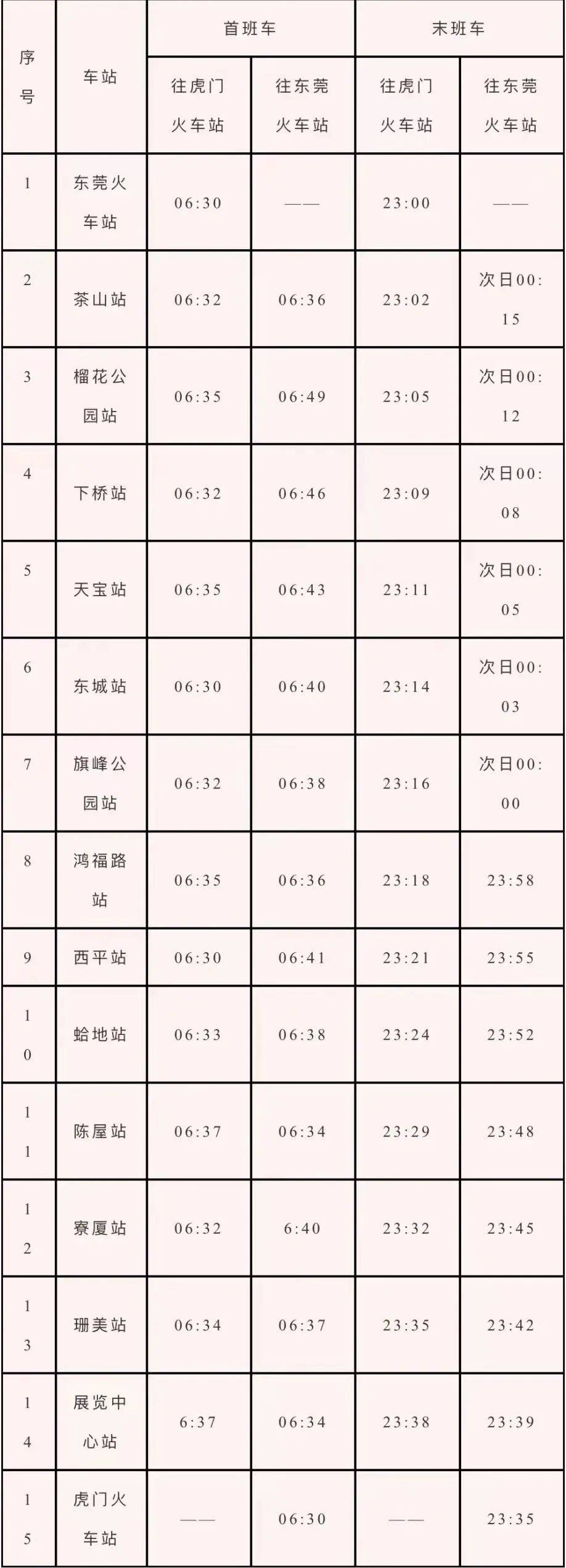 国庆期间,东莞地铁2号线运营时间有变!