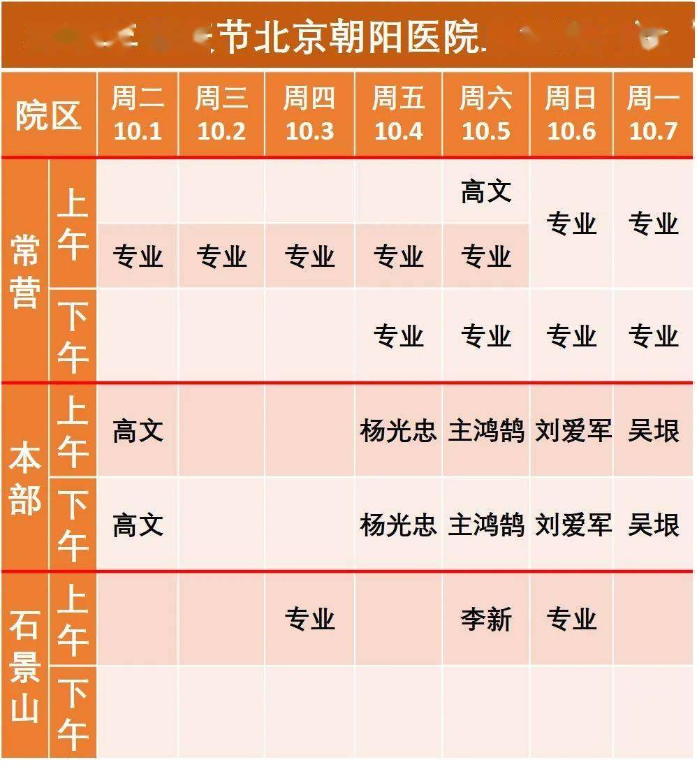 2024年国庆节北京朝阳医院血液科门诊安排