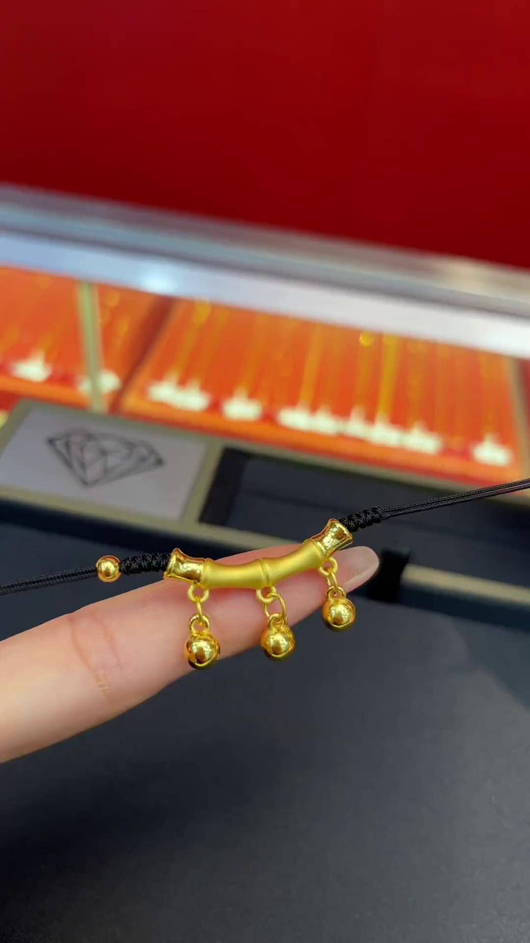 足金铃铛弯管编绳～一步一响 一步一想足金999 项链 创意手编 铃铛