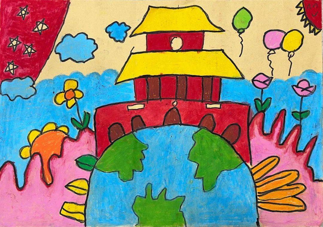 的爱国情怀和艺术创造力通过儿童的视角和画笔展现祖国的繁荣昌盛和
