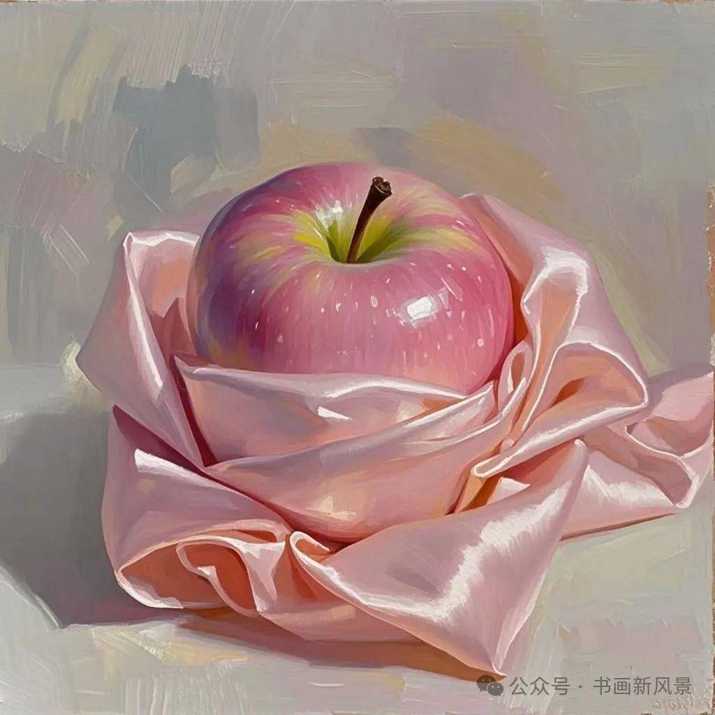 油画:一组羞答答的红苹果