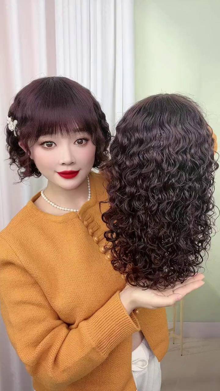 全真发羊毛卷长卷发,一款显气质的中老年妈妈发型全真发 女士假发