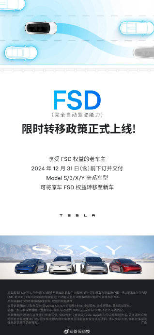 特斯拉中国再开启FSD限时转移政策