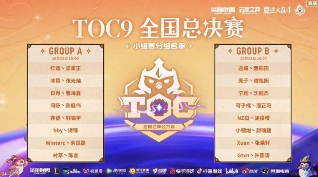 群星璀璨!云顶之弈TOC9全国总决赛即将打响_选手_分组_阿陈